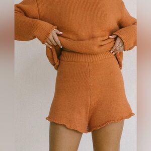 The Lullaby Club Sarah Chunky Knit Shorts + Jumper in Burnt Orange